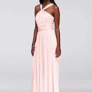 Davids Bridal High-Neck Mesh Bridesmaids Dress
